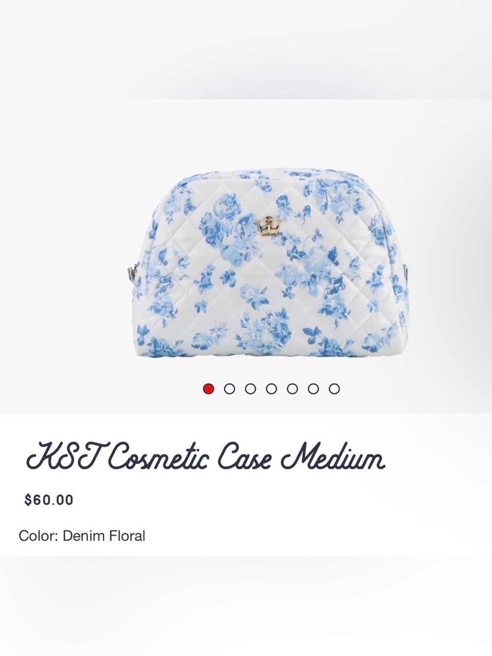 NWT Oliver Thomas KST Cosmetic Case Medium Denim Floral Blue